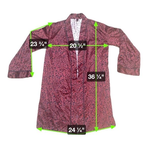 Frederick's Of Hollywood Red Leopard Print Kimono Robe - Small Negligee Vintage - Picture 4 of 4